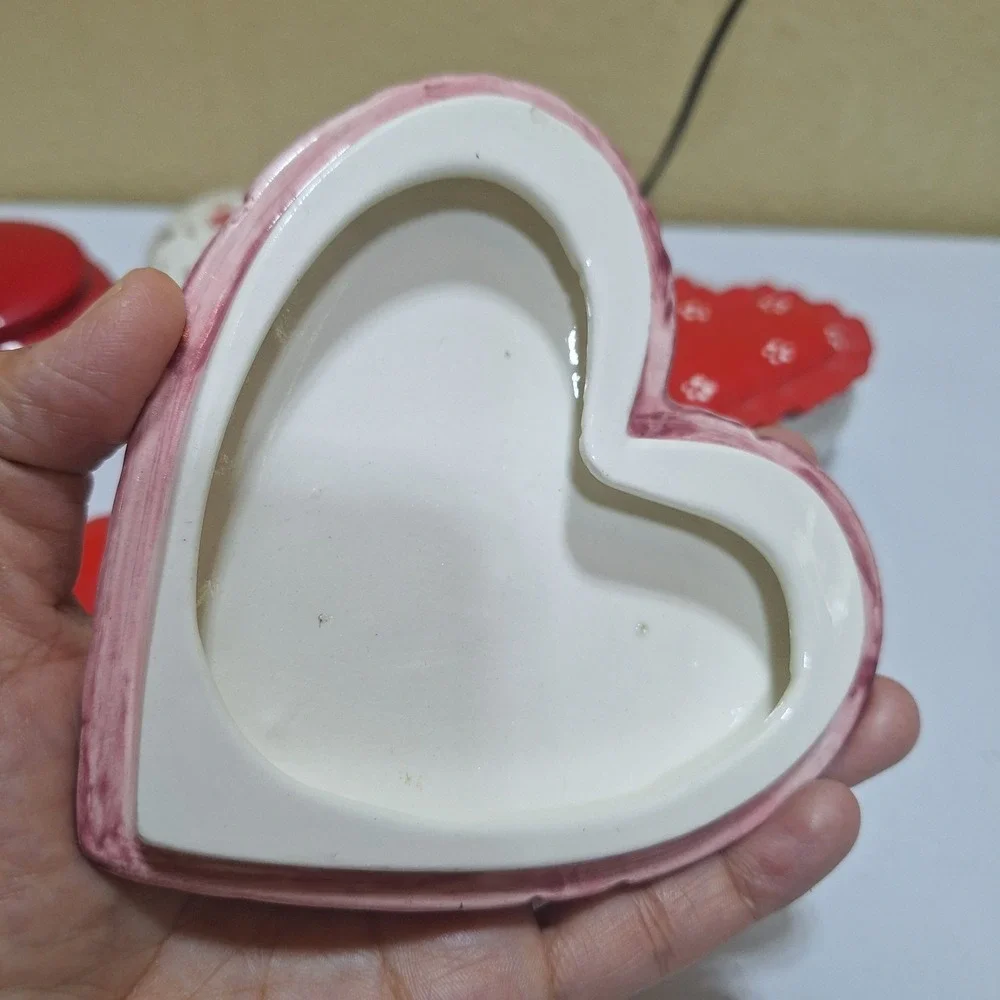 11pc Vintage Heart Decor Trinket Box Lot Valentine Cottagecore Shabby Chic